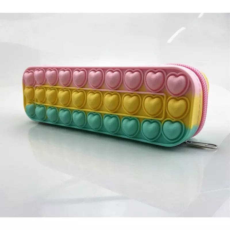 Pencil Case, Heart Pop Fidget Toy Pencil Pouch, Children Stress Relief Squishy Toy, Popit Bubble Toy Stationary Pencil Case Pencil Case, Heart Pop Fidget Toy Pencil Pouch, Children Stress Relief Squishy Toy, Popit Bubble Toy Stationary Pencil Case
